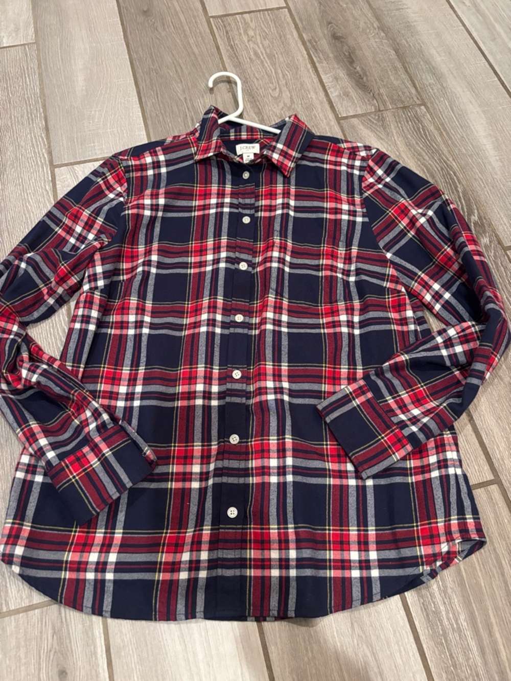 J. Crew Navy and Red Plaid Button-Down Shirt